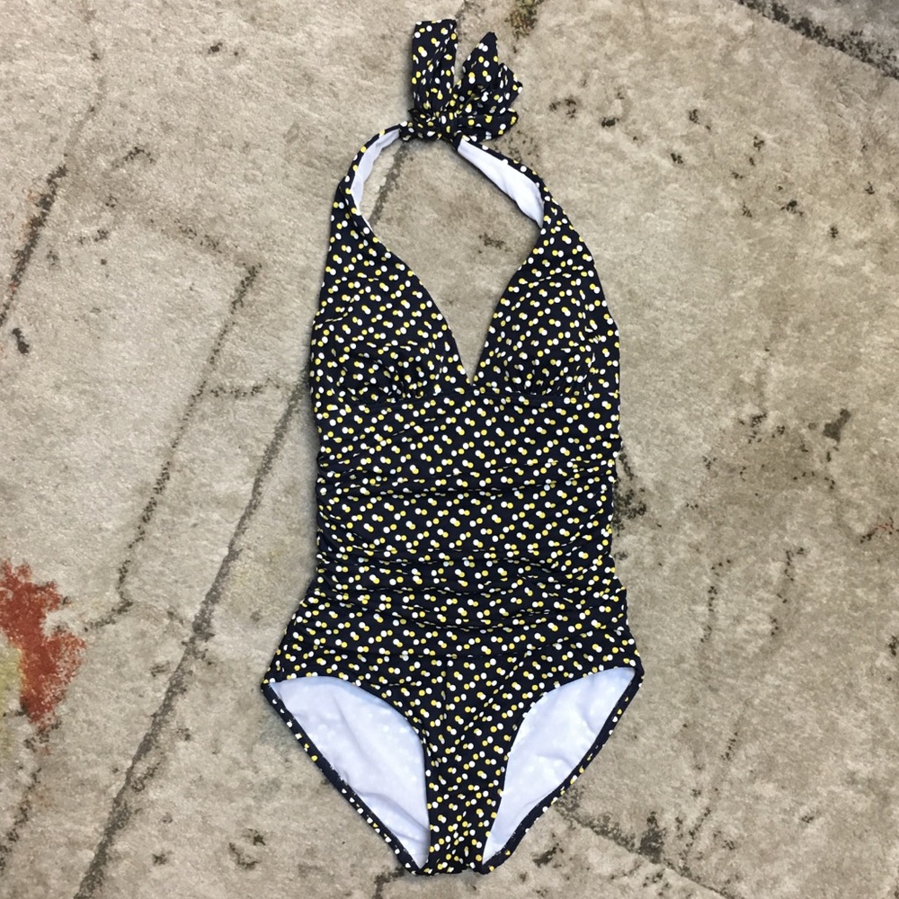 EUC BODEN Navy, Yellow, & White Rhodes Swimsuit